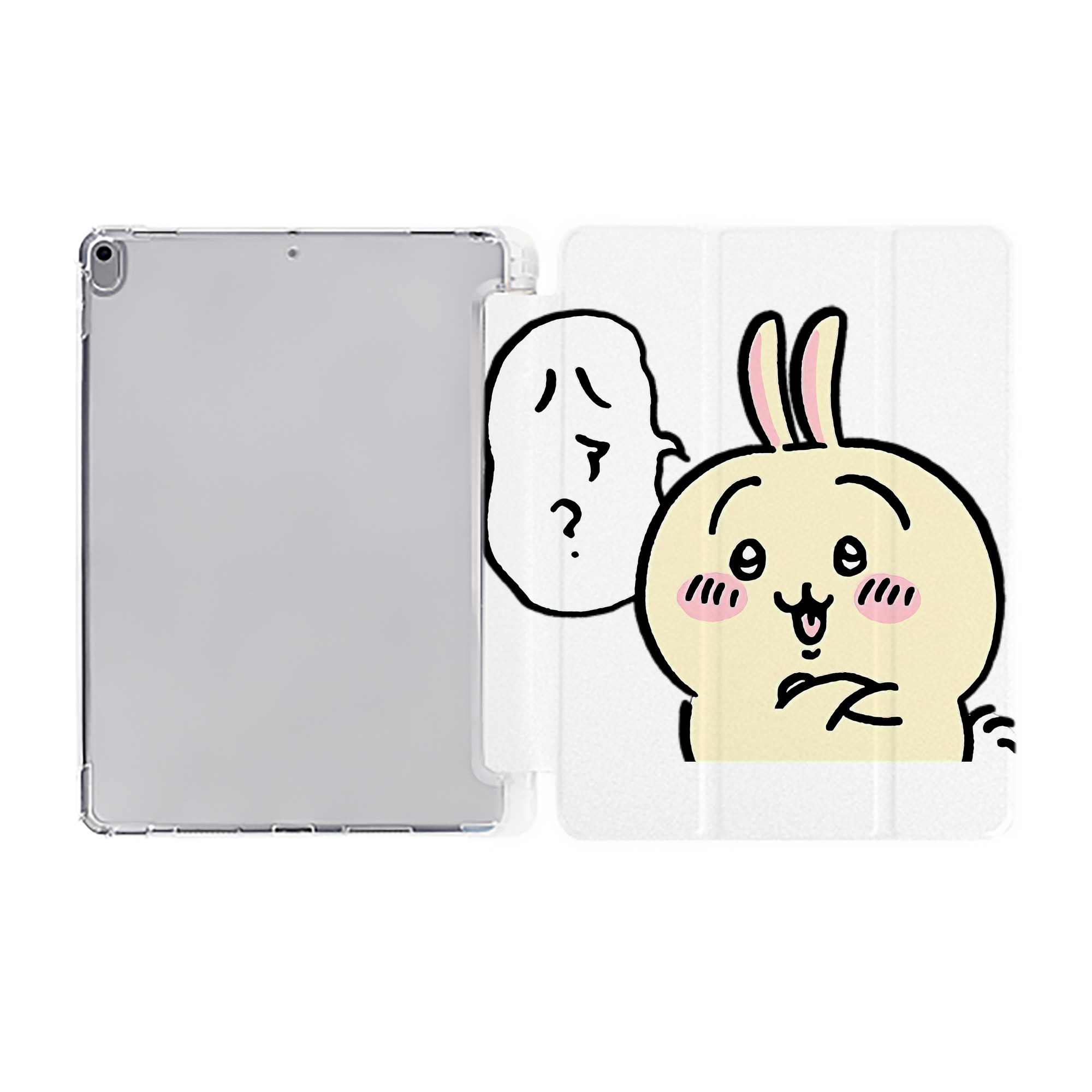 （画像用） ちいかわ うさぎ Chii-kawa usagi IPad ケース ペン収納付き 三つ折りスタンド PUレザー×シリコン 対応機種9.5/10.5/10.9インチ